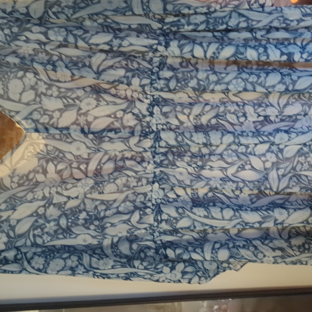 Lane Bryant blue and cream full length dress.